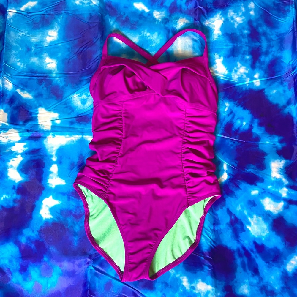 Athleta Purple Keyhole Back One Piece Swimwear